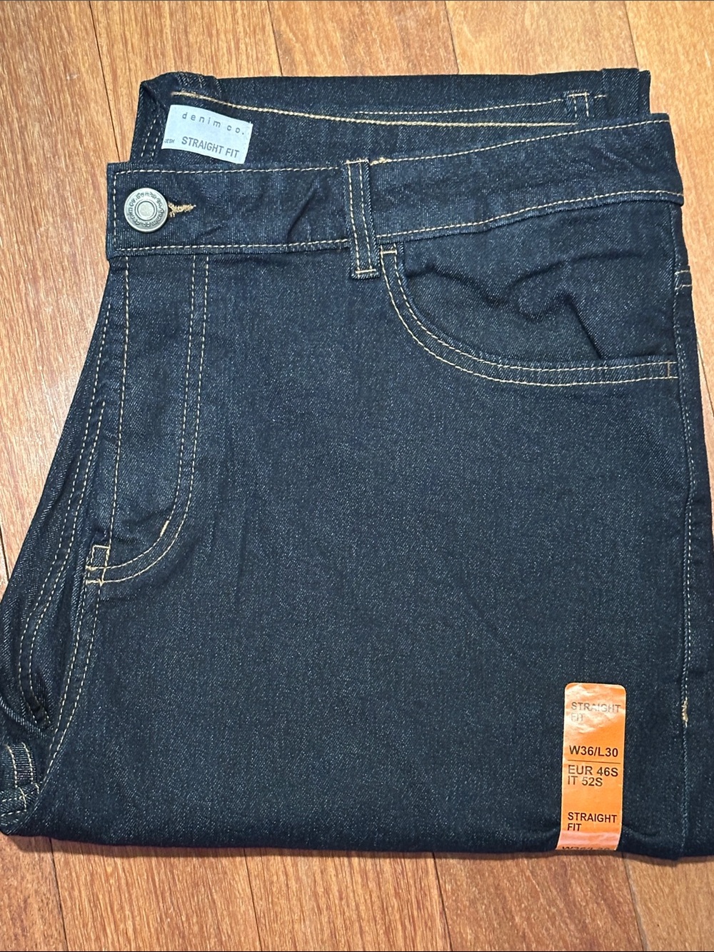 Denim&Co Men’s Straight Fit Navy Blue Jeans New with tag 36x30.